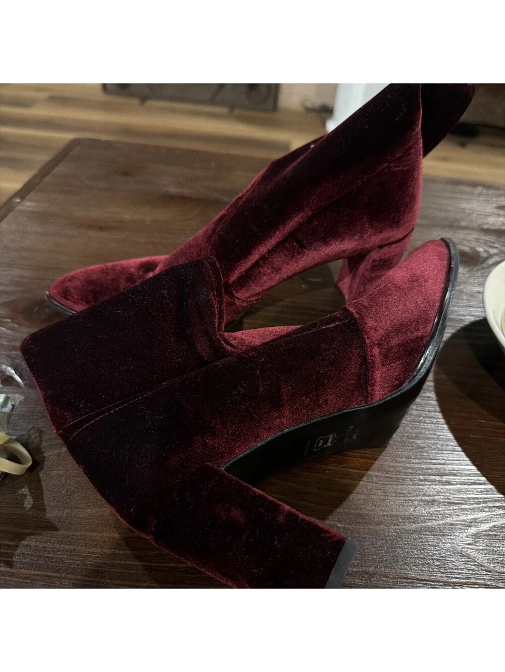 Stuart Weitzman Burgundy Velvet Ankle Boots